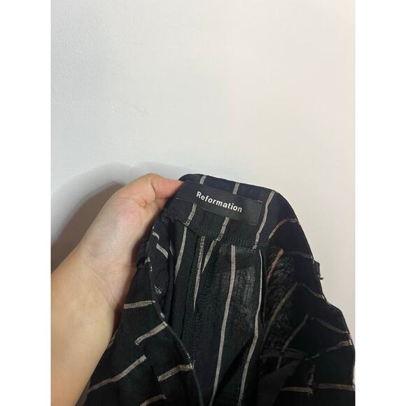 Reformation Linen Frankie Pants, Luciano Stripe, Sz 0 - Picture 6 of 8